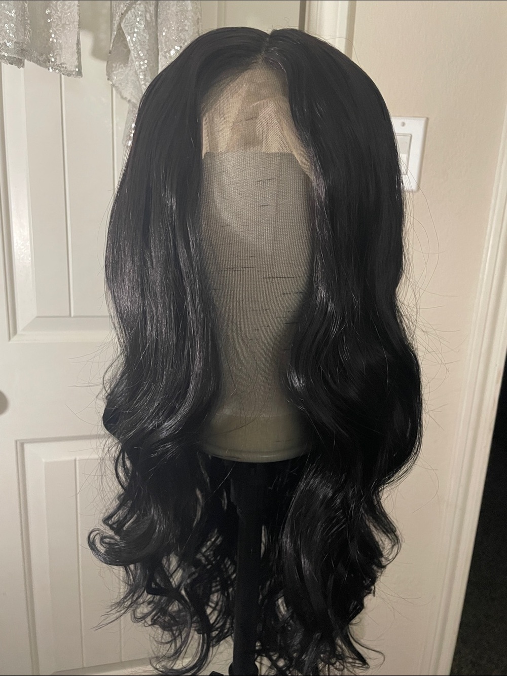 ANDRIA Black Lace Front Wig with Lashes